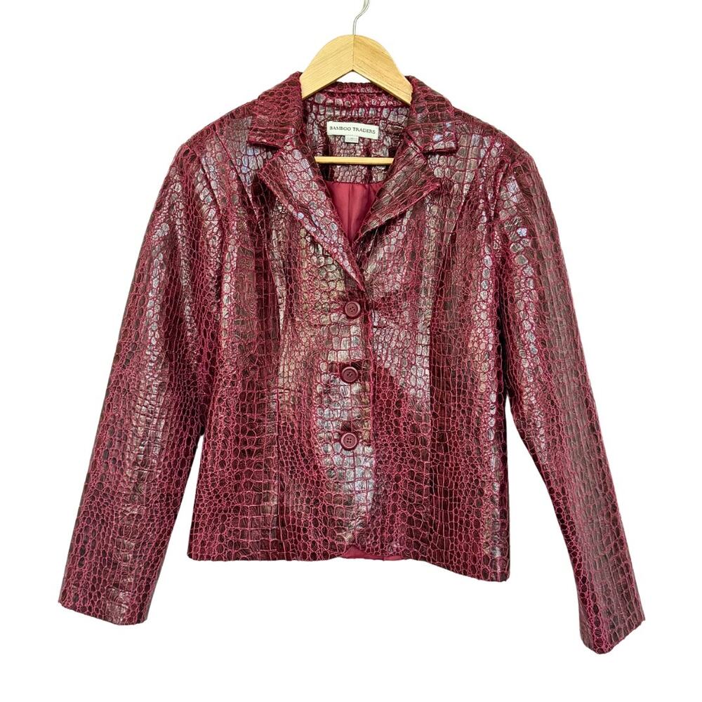 Bamboo Traders Women’s Faux Leather Crocodile//Reptile Patterned Blazer Size M